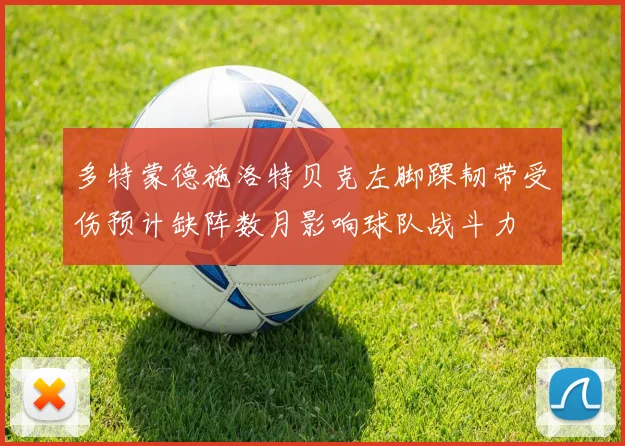 多特蒙德施洛特贝克左脚踝韧带受伤预计缺阵数月影响球队战斗力
